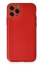 Uray store Apple iPhone 11 Pro Max Kılıf Coco Deri Silikon Kapak - Kırmızı