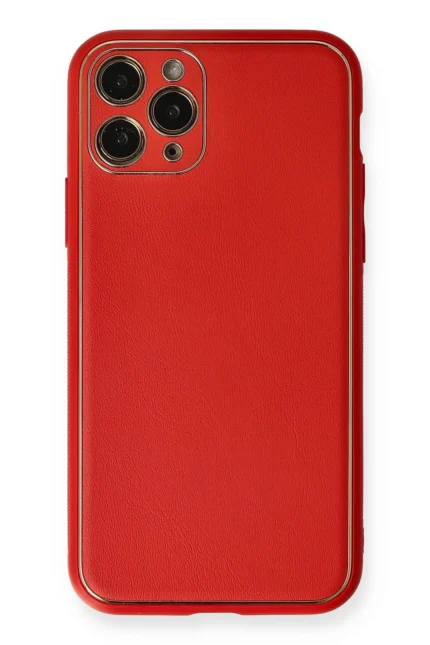 Uray store Apple iPhone 11 Pro Max Kılıf Coco Deri Silikon Kapak - Kırmızı