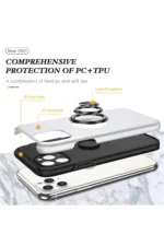 Uray store Apple iPhone 11 Pro Max Kılıf Elit Yüzüklü Kapak - Gümüş - Görsel 2