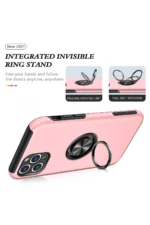 Uray store Apple iPhone 11 Pro Max Kılıf Elit Yüzüklü Kapak - Pembe - Görsel 3