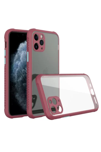 Uray store Apple iPhone 11 Pro Max Kılıf Miami Şeffaf Silikon - Fuşya