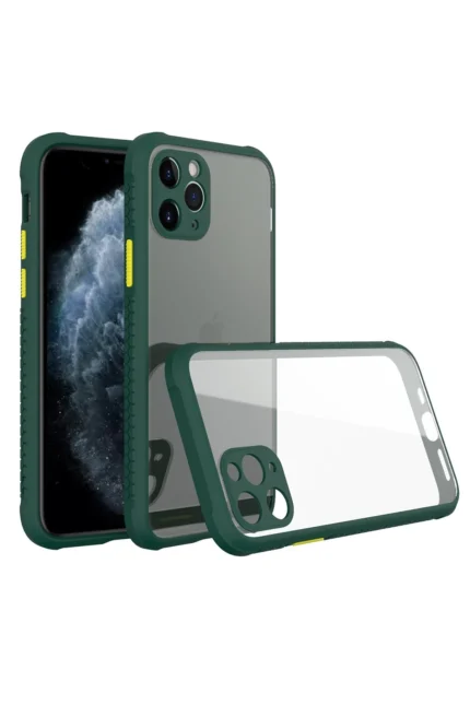 Uray store Apple iPhone 11 Pro Max Kılıf Miami Şeffaf Silikon - Koyu Yeşil
