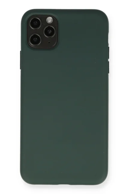 Uray store Apple iPhone 11 Pro Max Kılıf Nano içi Kadife Silikon - Koyu Yeşil