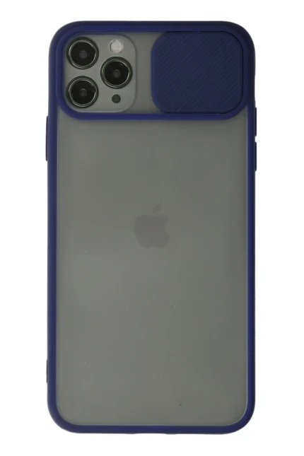 Uray store Apple iPhone 11 Pro Max Kılıf Palm Buzlu Kamera Sürgülü Silikon - Lacivert