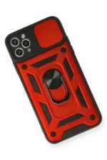 Uray store Apple iPhone 11 Pro Max Kılıf Pars Lens Yüzüklü Silikon - Kırmızı - Görsel 3