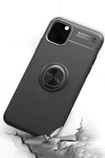 Uray store Apple iPhone 11 Pro Max Kılıf Range Yüzüklü Silikon - Siyah-Kırmızı - Görsel 3