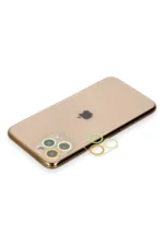 Uray store Apple iPhone 11 Pro Max Renkli Kamera Lens Koruma Cam - Sarı-Turuncu