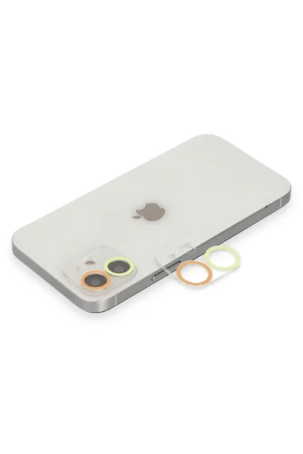 Uray store Apple iPhone 11 Renkli Kamera Lens Koruma Cam - Sarı-Turuncu