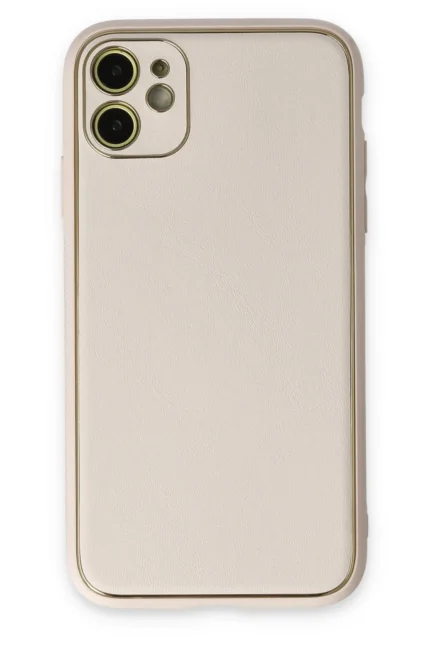 Uray store Apple iPhone 12 Kılıf Coco Deri Silikon Kapak - Beyaz