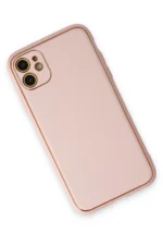 Uray store Apple iPhone 12 Kılıf Coco Deri Silikon Kapak - Pudra - Görsel 3
