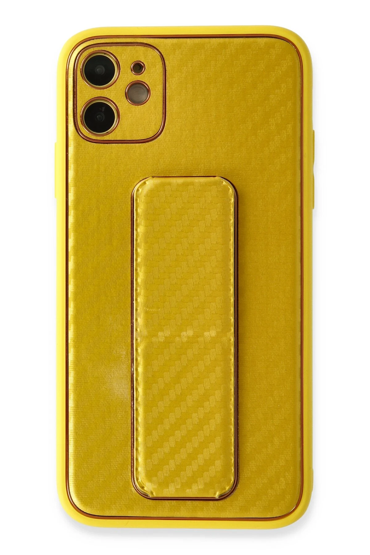newface-iphone-12-kilif-coco-karbon-standli-kapak-sari-default Uray store Apple iPhone 12 Kılıf Coco Karbon Standlı Kapak - Sarı - Görsel 1