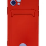 Uray store Apple iPhone 12 Kılıf Kelvin Kartvizitli Silikon - Kırmızı