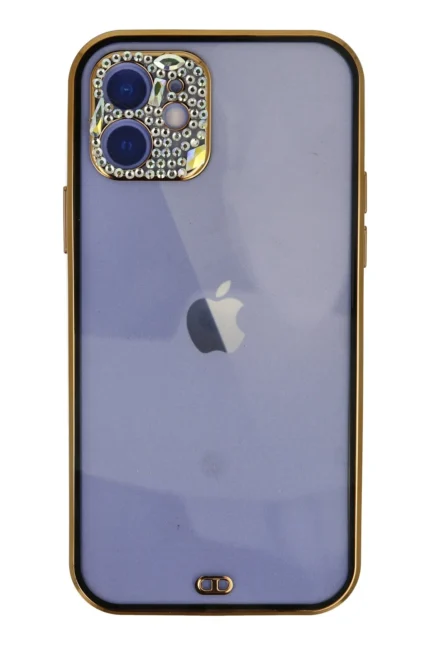 Uray store Apple iPhone 12 Kılıf Liva Taşlı Silikon - Siyah