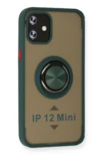 Uray store Apple iPhone 12 Kılıf Montreal Yüzüklü Silikon Kapak - Yeşil - Görsel 2