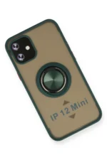 Uray store Apple iPhone 12 Kılıf Montreal Yüzüklü Silikon Kapak - Yeşil - Görsel 3