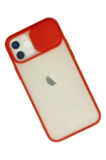 Uray store Apple iPhone 12 Kılıf Palm Buzlu Kamera Sürgülü Silikon - Kırmızı - Görsel 3