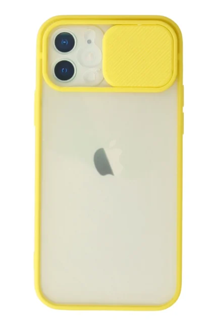Uray store Apple iPhone 12 Kılıf Palm Buzlu Kamera Sürgülü Silikon - Sarı