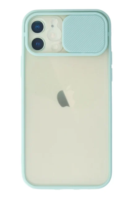Uray store Apple iPhone 12 Kılıf Palm Buzlu Kamera Sürgülü Silikon - Turkuaz