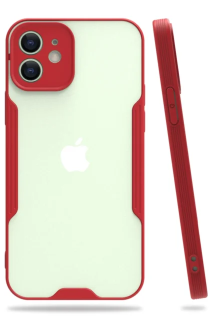 Uray store Apple iPhone 12 Kılıf Platin Silikon - Kırmızı