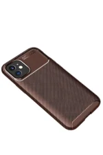 Uray store Apple iPhone 12 Mini Kılıf Auto Focus Karbon Kapak - Kahverengi - Görsel 2