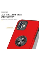 Uray store Apple iPhone 12 Mini Kılıf Elit Yüzüklü Kapak - Kırmızı - Görsel 4