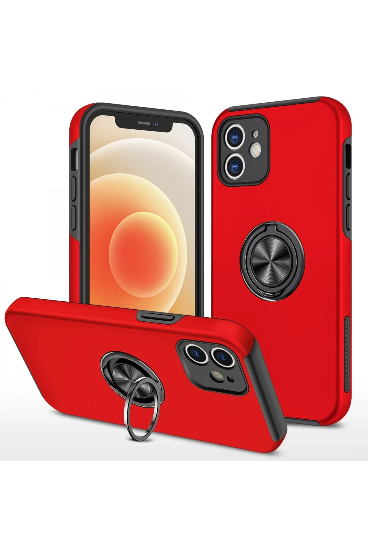 newface-iphone-12-mini-kilif-elit-yuzuklu-kapak-kirmizi-default Uray store Apple iPhone 12 Mini Kılıf Elit Yüzüklü Kapak - Kırmızı - Görsel 1