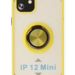 Uray store Apple iPhone 12 Mini Kılıf Montreal Yüzüklü Silikon Kapak - Sarı