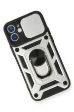 Uray store Apple iPhone 12 Mini Kılıf Pars Lens Yüzüklü Silikon - Gümüş - Görsel 3