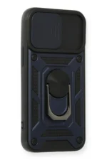 Uray store Apple iPhone 12 Mini Kılıf Pars Lens Yüzüklü Silikon - Lacivert - Görsel 2