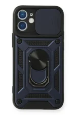 Uray store Apple iPhone 12 Mini Kılıf Pars Lens Yüzüklü Silikon - Lacivert