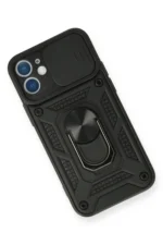Uray store Apple iPhone 12 Mini Kılıf Pars Lens Yüzüklü Silikon - Siyah - Görsel 3