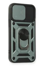 Uray store Apple iPhone 12 Mini Kılıf Pars Lens Yüzüklü Silikon - Yeşil - Görsel 2