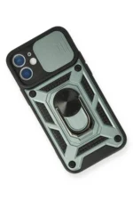 Uray store Apple iPhone 12 Mini Kılıf Pars Lens Yüzüklü Silikon - Yeşil - Görsel 3