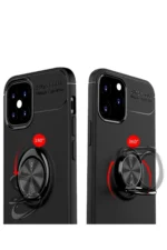 Uray store Apple iPhone 12 Mini Kılıf Range Yüzüklü Silikon - Siyah-Kırmızı - Görsel 3