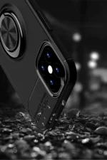 Uray store Apple iPhone 12 Mini Kılıf Range Yüzüklü Silikon - Siyah-Kırmızı - Görsel 6