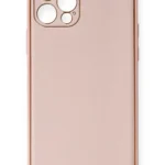 Uray store Apple iPhone 12 Pro Kılıf Coco Deri Silikon Kapak - Pembe