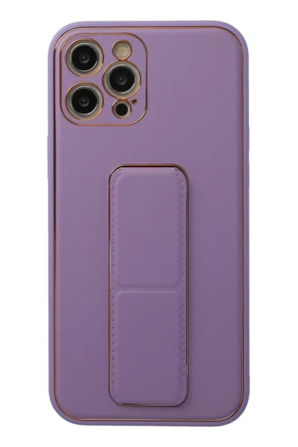 Uray store Apple iPhone 12 Pro Kılıf Coco Deri Standlı Kapak - Lila