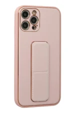 Uray store Apple iPhone 12 Pro Kılıf Coco Deri Standlı Kapak - Pembe - Görsel 2