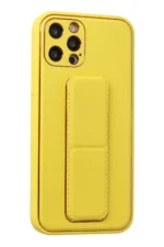 Uray store Apple iPhone 12 Pro Kılıf Coco Deri Standlı Kapak - Sarı - Görsel 2