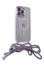 Uray store Apple iPhone 12 Pro Kılıf Divo Lazer Askılı Magsafe Kapak - Lila - Görsel 2