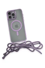 Uray store Apple iPhone 12 Pro Kılıf Divo Lazer Askılı Magsafe Kapak - Lila - Görsel 4