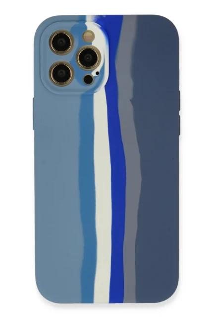 Uray store Apple iPhone 12 Pro Kılıf Ebruli Lansman Silikon - Mavi-Gri