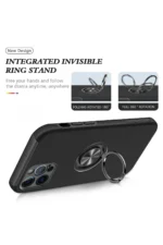 Uray store Apple iPhone 12 Pro Kılıf Elit Yüzüklü Kapak - Siyah - Görsel 3