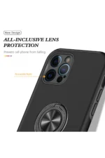 Uray store Apple iPhone 12 Pro Kılıf Elit Yüzüklü Kapak - Siyah - Görsel 4