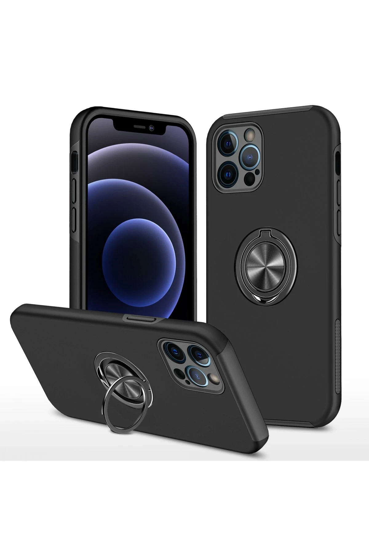 newface-iphone-12-pro-kilif-elit-yuzuklu-kapak-siyah-default Uray store Apple iPhone 12 Pro Kılıf Elit Yüzüklü Kapak - Siyah - Görsel 1
