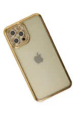 Uray store Apple iPhone 12 Pro Kılıf Joke Taşlı Silikon - Gold - Görsel 3