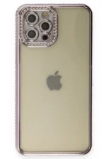 Uray store Apple iPhone 12 Pro Kılıf Joke Taşlı Silikon - Mor - Görsel 3