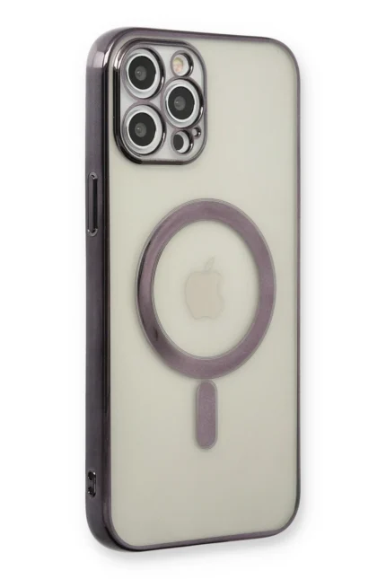 Uray store Apple iPhone 12 Pro Kılıf Magneticsafe Lazer Silikon - Siyah