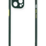 Uray store Apple iPhone 12 Pro Kılıf Miami Şeffaf Silikon - Koyu Yeşil