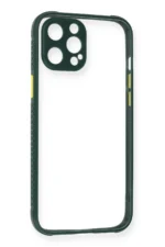 Uray store Apple iPhone 12 Pro Kılıf Miami Şeffaf Silikon - Koyu Yeşil
